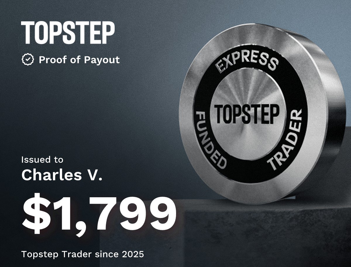 Topstep proof of payout — $1,799 issued to Charles V.